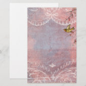 Pastel Rococo met Bird Stationery Briefpapier (Voorkant / Achterkant)
