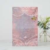 Pastel Rococo met Bird Stationery Briefpapier (Staand voorkant)