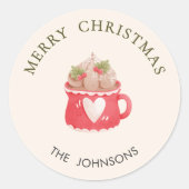 Pastel Rode Cacaocomm Kerstmis Ronde Sticker (Voorkant)