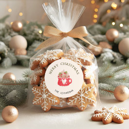 Pastel Rode Cacaocomm Kerstmis Ronde Sticker
