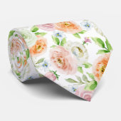 Pastel Romantic Rozen Patroon Stropdas (Opgerold)