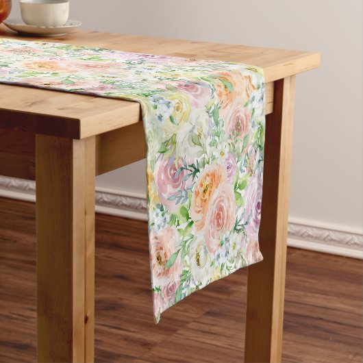 Pastel Romantic Rozen Pattern Short Table Runner Korte Tafelloper (Voorbeeld)
