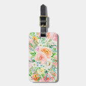 Pastel romantische tuin bagagelabel (Voorkant verticaal)