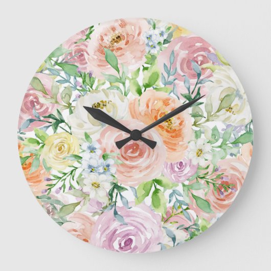Pastel romantische tuin grote klok (Voorkant)