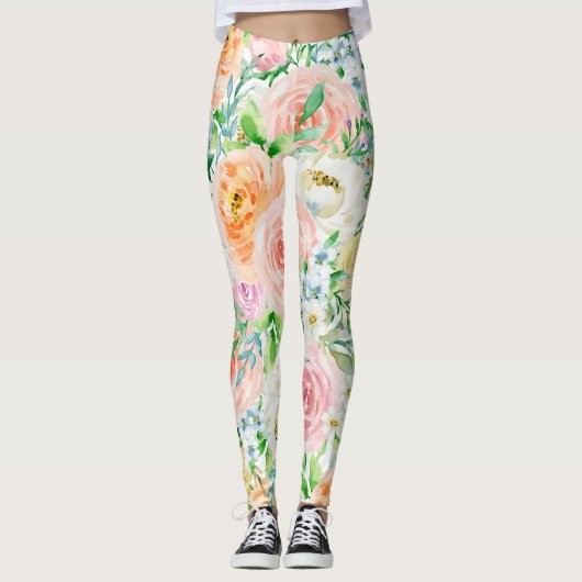 Pastel romantische tuin leggings (Voorkant)