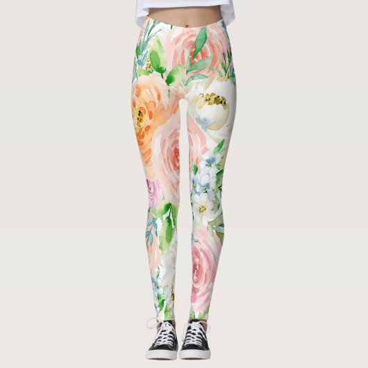 Pastel romantische tuin leggings (Voorkant)