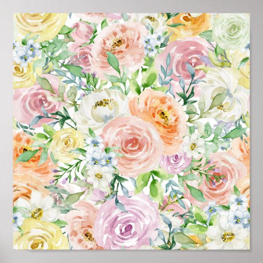 Pastel romantische tuin poster (Voorkant)