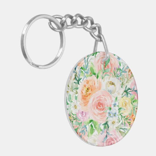 Pastel romantische tuin sleutelhanger (Voorkant Links)