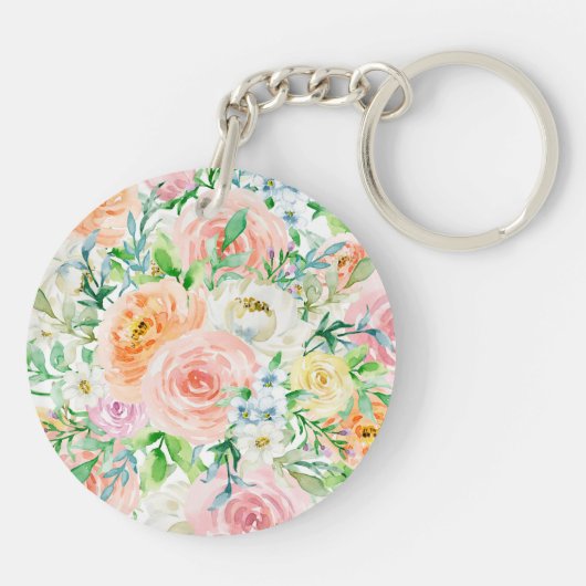 Pastel romantische tuin sleutelhanger (Achterkant)