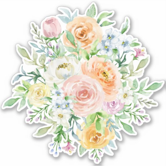 Pastel romantische tuin sticker (Voorkant)