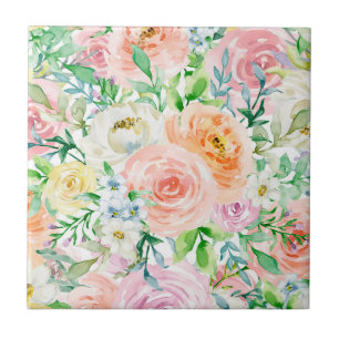 Pastel romantische tuin tegeltje