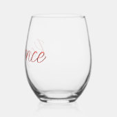 Pastel rood 3D handgeschreven elegante naam Wijnglas Zonder Voet (Links)