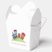 Pastel rood & blauw trein verjaardagsfeestje bedankdoosjes (Geopend)