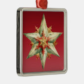 PASTEL ROOD GROEN GOUD PUNTIGE KERSTSTER METALEN ORNAMENT (Rechts)
