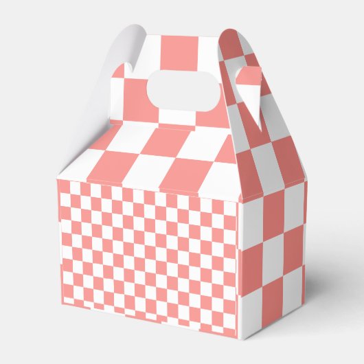 Pastel Rood Wit Geruit Checkerboard  Bedankdoosjes (Achterkant)