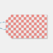 Pastel Rood Wit Geruit Checkerboard  Cadeaulabel (Achterkant Horizontaal)