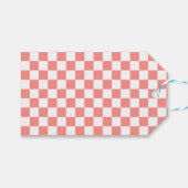 Pastel Rood Wit Geruit Checkerboard  Cadeaulabel (Voorkant (Horizontaal))