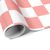 Pastel Rood Wit Geruit Checkerboard  Cadeaupapier (Rol Hoek)