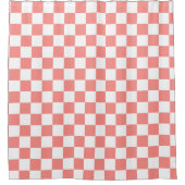 Pastel Rood Wit Geruit Checkerboard  Douchegordijn (Voorkant)