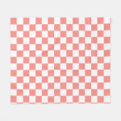 Pastel Rood Wit Geruit Checkerboard  Fleece Deken (Voorkant (Horizontaal))