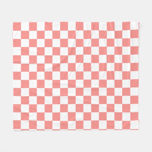 Pastel Rood Wit Geruit Checkerboard  Fleece Deken (Voorkant (Horizontaal))