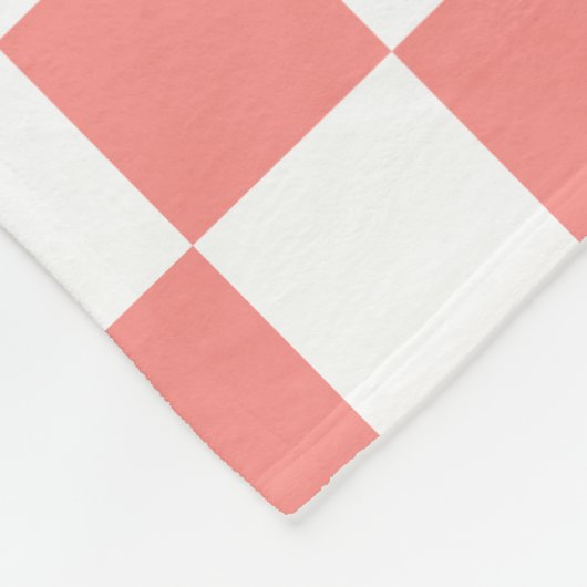 Pastel Rood Wit Geruit Checkerboard  Fleece Deken (Hoek)
