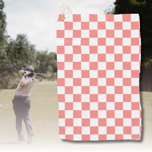 Pastel Rood Wit Geruit Checkerboard Golfhanddoek