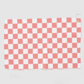 Pastel Rood Wit Geruit Checkerboard Golfhanddoek (Horizontaal)