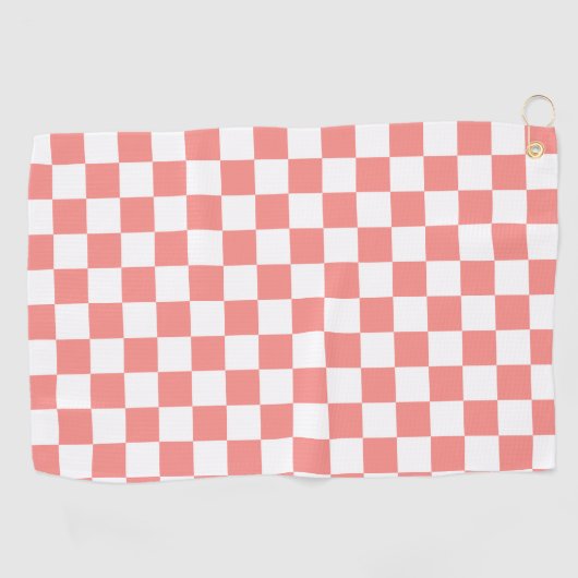 Pastel Rood Wit Geruit Checkerboard  Golfhanddoek (Horizontaal)