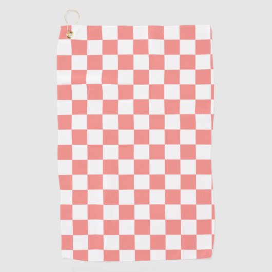 Pastel Rood Wit Geruit Checkerboard  Golfhanddoek (Voorkant)