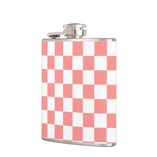 Pastel Rood Wit Geruit Checkerboard Heupfles (Links)