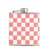 Pastel Rood Wit Geruit Checkerboard Heupfles (Voorkant)