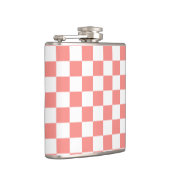 Pastel Rood Wit Geruit Checkerboard Heupfles (Rechts)