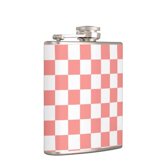 Pastel Rood Wit Geruit Checkerboard Heupfles (Rechts)