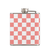 Pastel Rood Wit Geruit Checkerboard Heupfles (Achterkant)