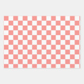 Pastel Rood Wit Geruit Checkerboard  Inpakpapier Vel (Voorkant)