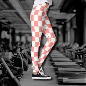 Pastel Rood Wit Geruit Checkerboard  Leggings