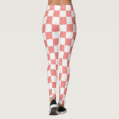 Pastel Rood Wit Geruit Checkerboard  Leggings (Achterkant)