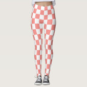 Pastel Rood Wit Geruit Checkerboard  Leggings (Voorkant)