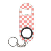 Pastel Rood Wit Geruit Checkerboard  Mini Flessenopener (Voorkant)