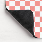 Pastel Rood Wit Geruit Checkerboard  Muismat (Hoek)