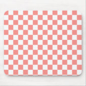 Pastel Rood Wit Geruit Checkerboard  Muismat (Voorkant)