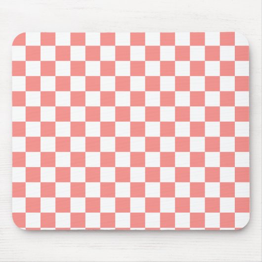 Pastel Rood Wit Geruit Checkerboard  Muismat (Voorkant)