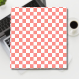 Pastel Rood Wit Geruit Checkerboard  Notitieblok