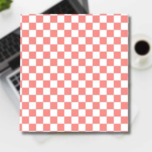 Pastel Rood Wit Geruit Checkerboard  Notitieblok
