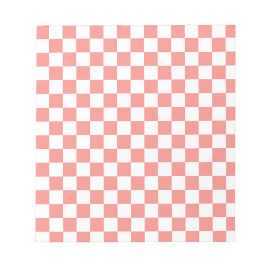 Pastel Rood Wit Geruit Checkerboard  Notitieblok (Voorkant)