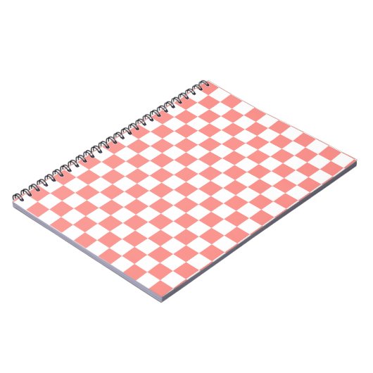 Pastel Rood Wit Geruit Checkerboard  Notitieboek (Linkerzijde)