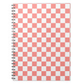 Pastel Rood Wit Geruit Checkerboard  Notitieboek (Voorkant)