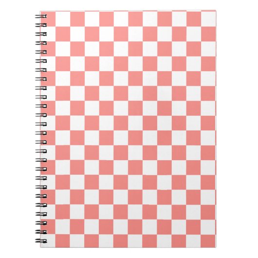 Pastel Rood Wit Geruit Checkerboard  Notitieboek (Voorkant)