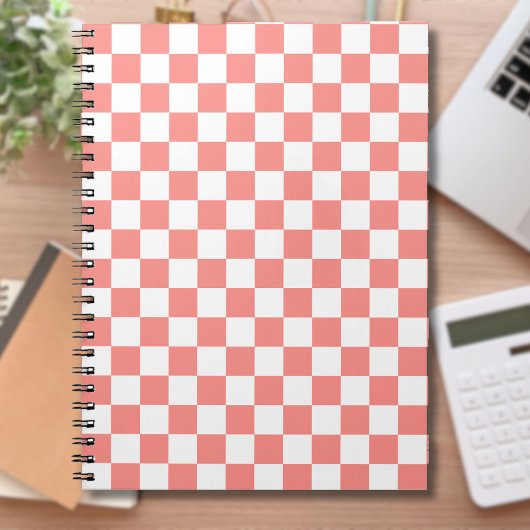 Pastel Rood Wit Geruit Checkerboard  Notitieboek